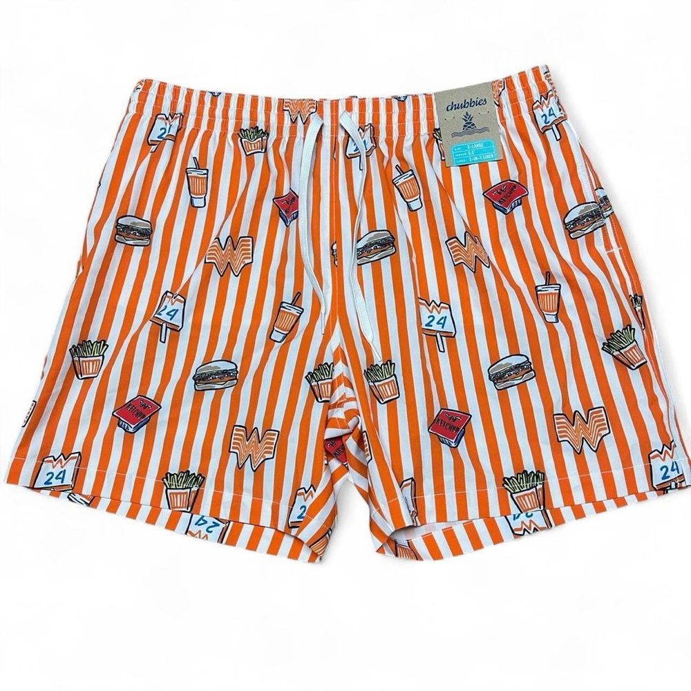 Chubbies Whataburger 5.5" Lined Swim Trunks Men’s XL Striped Orange NWT - Picture 2 of 8